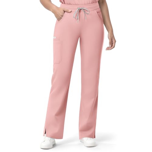 Image of Women's 7-Pocket Scrub Pants - Straight Leg, Mid-Rise, Drawstring | Soft stretch knit Mid-rise drawstring Side slits Wrinkle-resistant Machine washable For nurses /doctors /vets