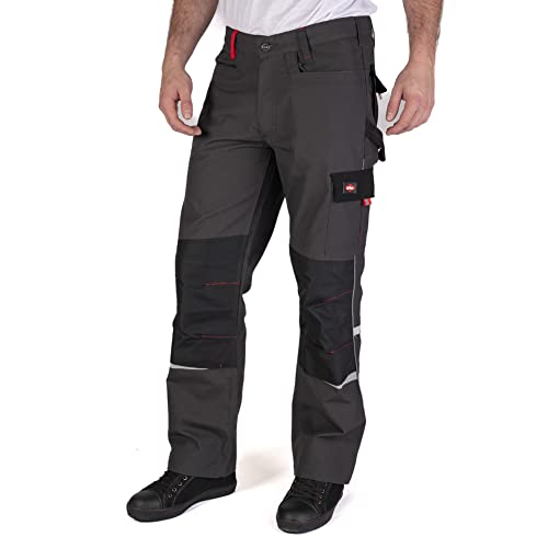 Lee Cooper Hommes Vêtements multi poches cargo travail de sécurité PANTALON, gris, taille 34" taille, régulier 33" Leg Cover