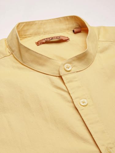Image of SHOWOFFFF Men Solid Casual Shirt | Mandarin Collar Full Sleeves Cotton Shirt for Mens | Slim Fit Regular Length Shirt for Men's