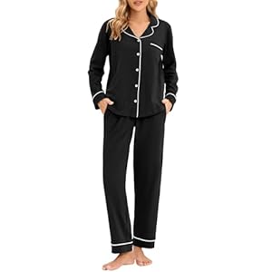 LUBOT 100% Cotton Pajamas for Women PJ Set Button-Down Knitted Soft Long Short Sleeve 2 Piece Sleepwear Loungewear S-XXL