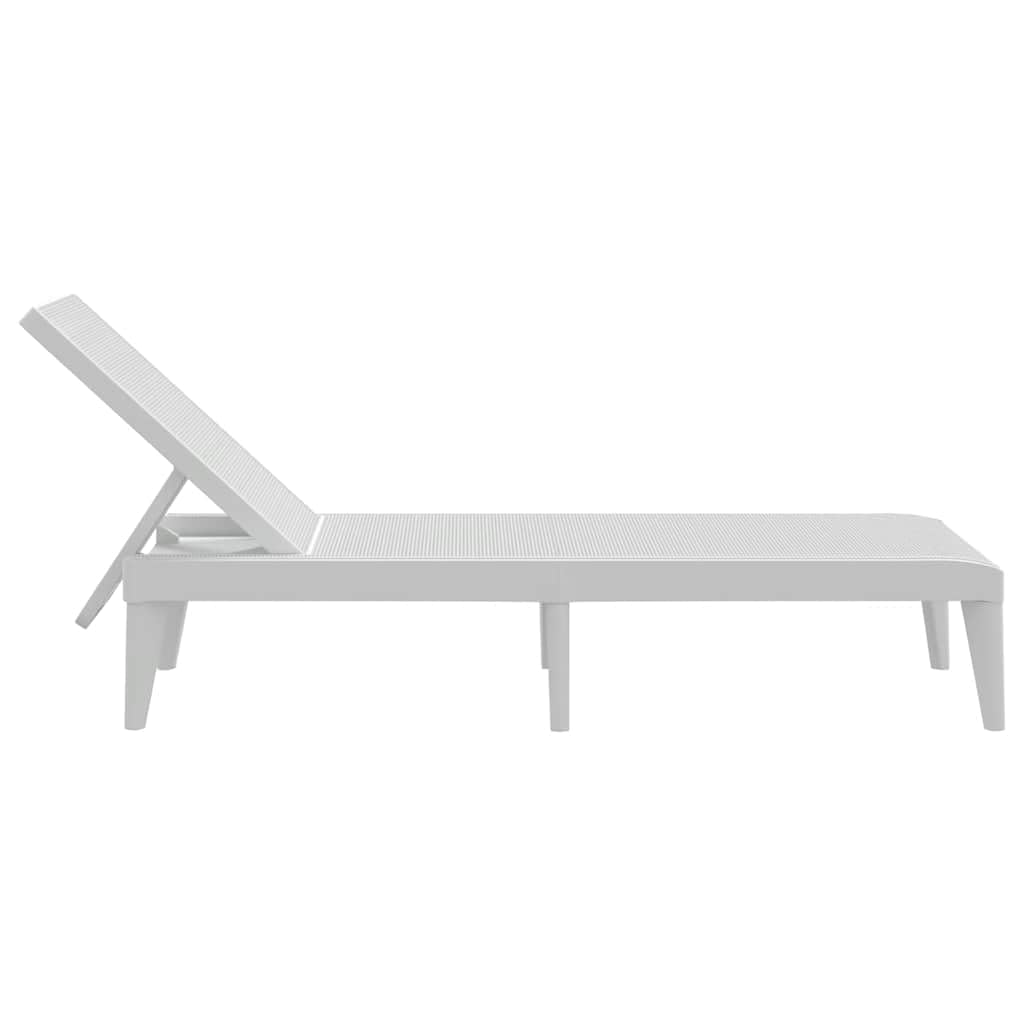 SYDE Leżanka PP biała 186 x 60 x 29 cm | Oparcie rozkładane w 4 pozycjach, wykończenie jutowe, lekkie, odporne na promieniowanie UV, bez poduszki