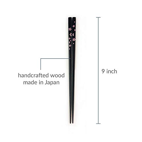 JapanBargain 3643, Portable Chopsticks with Case Reusable Chinese Korean Japanese Bamboo Travel Chop Sticks Utensil Dishwasher Safe Made in Japan, Sakura Pattern - Image 3