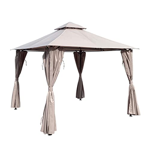 10' X 12' Patio Gazebo Canopy Shelter, Outdoor Solid Steel Frame Gazebo With Vented Roof, Zippered Mesh Sidewalls
