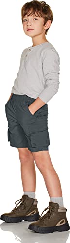 Cqr Kids Youth Pull On Cargo Shorts, Outdoor Camping Hiking Shorts, Lightweight Elastic Waist Athletic Short With Pockets, Driflex Shorts Charcoal, Medium #TOP3