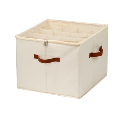 Zhemessy Organizador de Almacenamiento de Zapatos, Organizador de Zapatos para Armario con Divisores Ajustables, Apto para 16 Pares, Caja de Almacenamiento de Zapatos Beige
