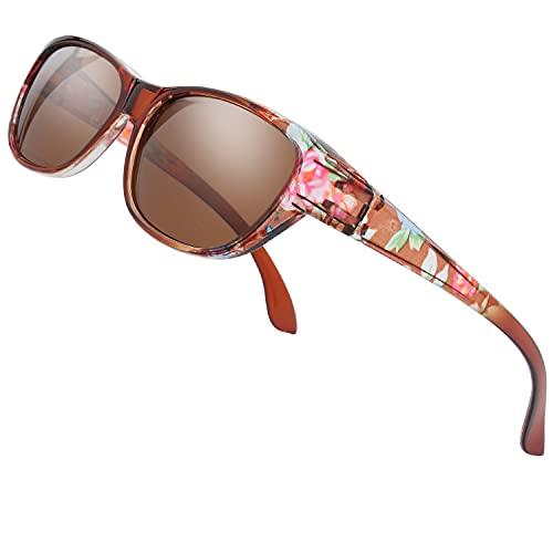 Image of The Fresh High Definition Polarized Wrap Around Shield Sunglasses for Glasses - Leather Eyeglasses Case