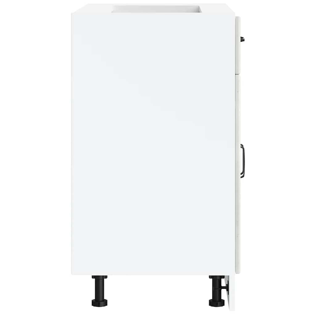 Armario inferior de cocina Lucca material de madera gris hormigón, 60 x 46 x 81,5 cm, con patas ajustables, mucho espacio de almacenamiento para cocina, duradero y fácil de limpiar