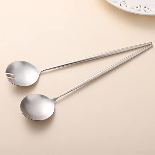 Zerophilo Salad Servers,Spoon And Fork Set 11.41 Inch,18/10 Stainless Steel Salad Serving Silver thumb #4