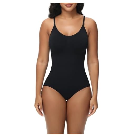 Breampot Shapewear Damen Bauchweg Bodysuit Formender Vielseitige Body Shper Frauen atmungsaktiven Materialien mit Verstellbarer Schultergurt (S/M, Hüften Umwickeln-Schwarz)