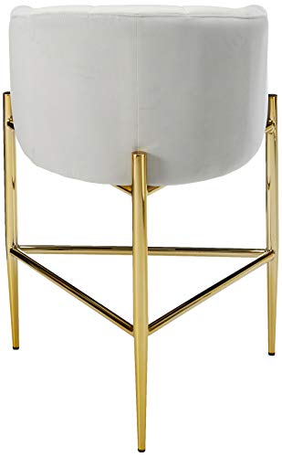 Iconic Home Cyrene Counter Stool Chair Velvet Upholstered Shelter Arm Shell Design 3 Legged Gold Tone Solid Metal Base Modern Contemporary, Silver #TOP2