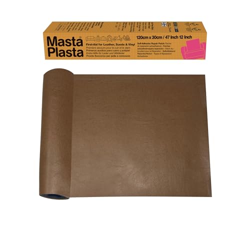 Image of MastaPlasta Original Leather Repair Tape - Tan 47.5in x 12in (120 x 30cm). Upholstery-Quality. Quick and Easy Leather Repair Patch Self Adhesive for Couch, Leather Patches for Car Seats | The original all‑in‑one leather repair kit by MastaPlasta - upholstery‑quality, made in the UK; no tools needed