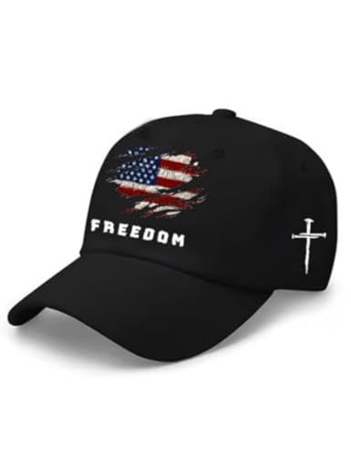 250th Anniversary Freedom Hat American Flag Christ Cross Jesus Faith Baseball Cap Religious USA Flag Shirt Christian Cross Patriotic Sun Hats Black