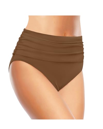 Image of Tempt Me Women's High Waisted Bikini Bottom Tummy Control Ruched Bathing Suit Swim Bottom