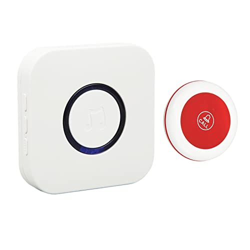 Cercapersone per caregiver di emergenza Pulsante di chiamata wireless Sistema di allarme per infermiere per ospedali domestici Ufficio per pazienti anziani(EU Plug-Bianco)