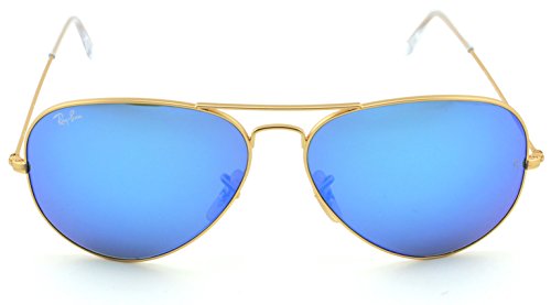 Ray-Ban WOMEN Rb3025 Classic Mirrored sunglasses, Matte Gold Frame/Crystal Green Mirror Blue Lens 112/17, Medium US2