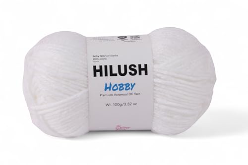 Image of Hobby,Wool Yarn dk Acrylic Hand Knitting Yarn Ball (100g /1 Ball),Suitable for Craft amigurumi Shade 001 (White)