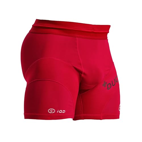 iGD | Men’s Compression Ductor Shorts V2 | Muscle Recovery Technology, Prevents Injury & Enhances Performance for High Intensity Sport & Long Distance Events | Unique 4-Way Stretch | Red (S)
