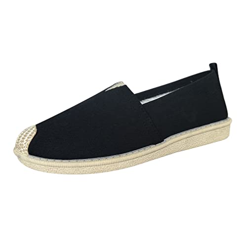 Image of eYLun Women Loafers Slip On Shoes Canvas Flats Work Shoes Casual Comfortable Walking Shoes