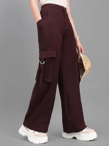 Image of GO COLORS Mostlysane Collection Polyester Cargo Pant for Women | Lightweight, Mid Rise, 4 Pockets