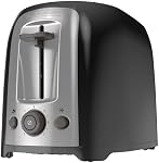 BLACK+DECKER 2-Slice Grille-pain à fente extra large, ovale classique, noir avec des Accents en acier inoxydable, TR1278B