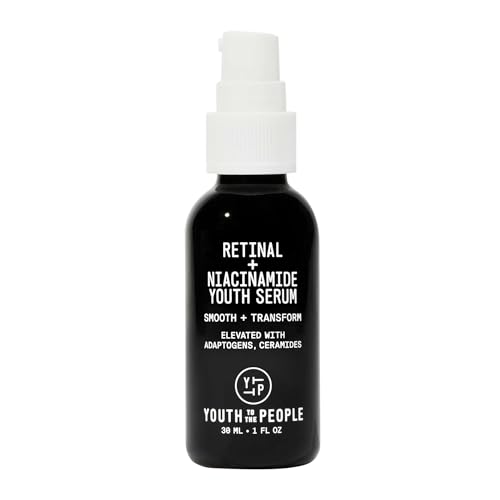 Youth To The People Retinal + Niacinamide Youth Serum - Adaptogen & Ceramide Serum - Pore Tightening, Anti-Aging Retinol Alternative + Niacinamide Serum - Moisturizing Night Serum (1oz)