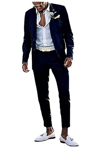 2 PC Men's Wedding Suits Slim Fit Peak Lapel Groom Tuxedos Two Buttons Prom Suit