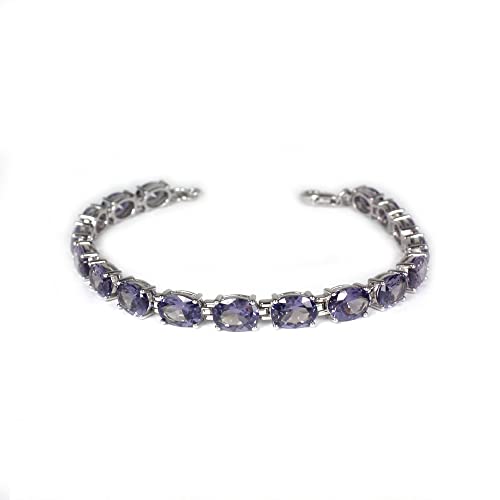 Color-Changing Alexandrite Tennis Bracelet Sterling Silver 925 / Oval-Shaped