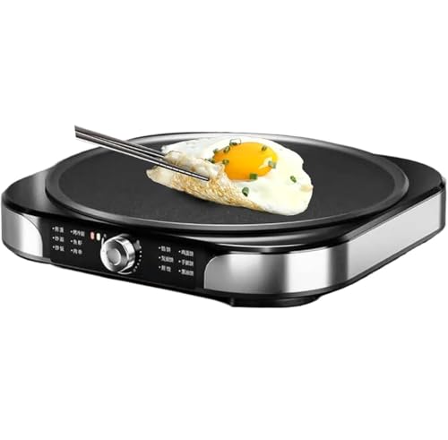 Máquina eléctrica para crepes y panqueques, plancha antiadherente de 40 cm con control de temperatura y raspador para cocinar huevos, pizza y más