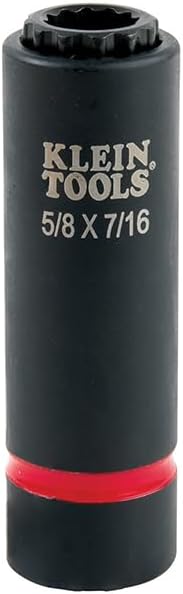 Klein Tools 66012 2-in-1 Impact Socket with 12-Point Deep Sockets, Coaxial Spring Loaded in 5/8- and 7/16-Inch Sizes