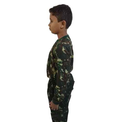 Camiseta Militar Infantil Camuflada Exército Manga Longa 100% Algodão (as2, numeric, numeric_12, reg