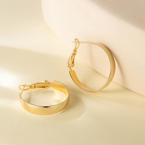 14K Gold Hoop Earrings for Women Chunky Hoop Earrings Noble and Elegant Gold Earring for Women Long-Lasting Beauty Right Size Womens Earring4