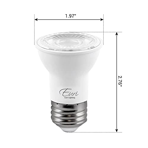 Euri Lighting Ep16-7W4040Ew Dimmable Led Par16 E26 Base, 7W (50W Equal), Bright White (4000K), 500Lm, 80Cri, 40° Beam Angle, Damp Rated Ul, Energy Star 3Yr 25K Hr Wty, One Count #TOP2