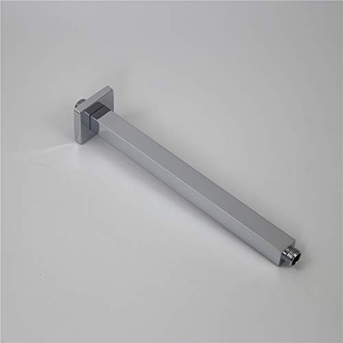 Weirun Bathroom 1/2 Npt All Brass 12-Inch Long Square Straight Shower Arm With Flange For Fixed Shower Head Ceiling Mount,Chrome #TOP4