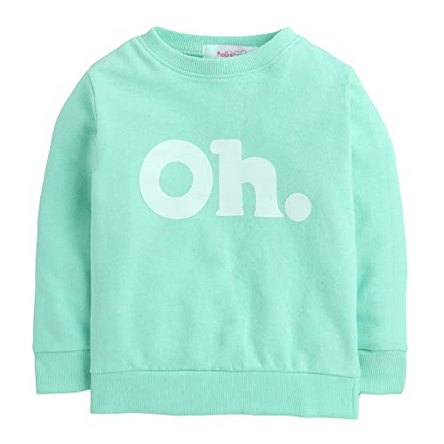Image of Hopscotch Boys and Girls Cotton Text Print Sweatshirt and Jogger Set in Green Color