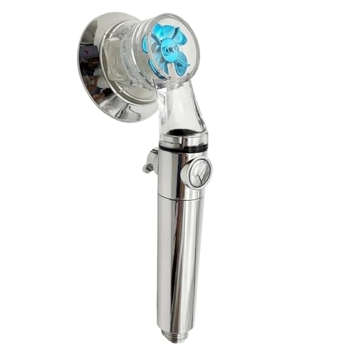 Soffione doccia per bagno con elica di design, ad alta pressione, risparmio idrico, con pulsante regolabile, filtro integrato, soffione doccia portatile(Sliver)
