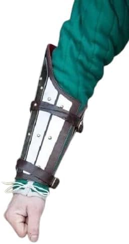 Medieval Splint Combat Bracers Handmade Armor Arm Guard 18 Gauge SCA Steel Cosplay Halloween Costume, Adult, Silver Armour Medieval Braces for Historical Reenactments, Cosplay, and Armor Collection