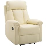 HOMCOM Sillón Relax Reclinable 150° con Respaldo Alto 80x97x107 cm Blanco