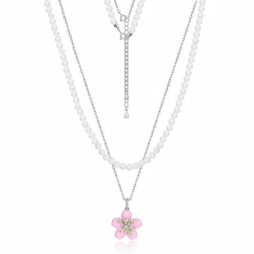 Collier cerise perle double couche ras du cou pour femme
