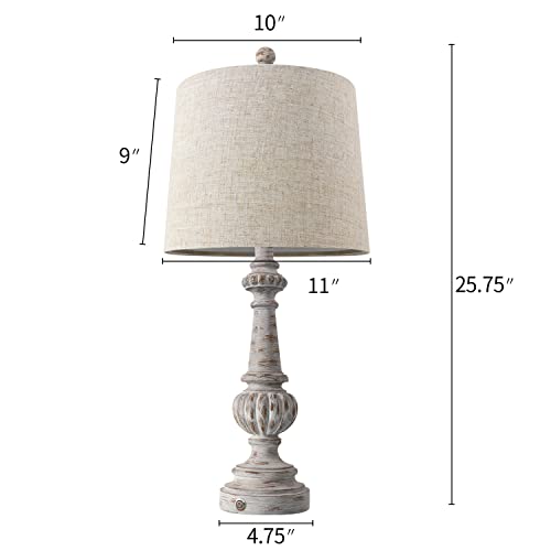 Portres 25.75'' Traditional 3-Way Dimmable Table Lamp Set Of 2 For Living Room Bedside Nightstand Lamps With Usb Charging Ports Bedroom Kids Rustic (2 Bulbs Included) #TOP5