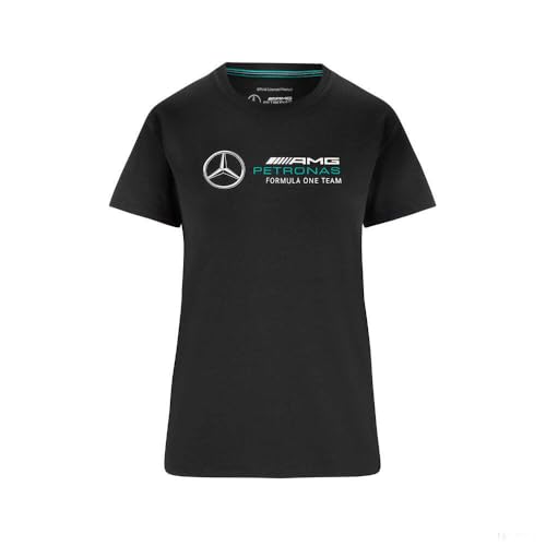 MERCEDES AMG PETRONAS Formula One Team - Colección oficial de Fórmula 1 Merchandise – Camiseta con logo grande para mujer, Negro , XL