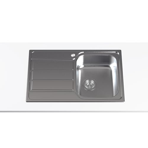 CDL-1 EI Lavello 50x79 cm Cubetto Quadrato con Scolapiatti Spessore 0.08 cm e Profondità 18 cm Materiale Acciaio Inossidabile Installazione su Mobili da 45 cm