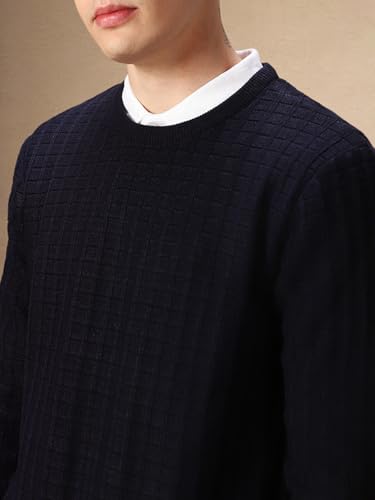 Image of Dennis Lingo Men Solid Acrylic Regular Fit Full Sleeves Pullover Sweater