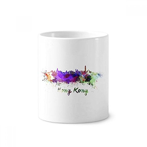 Tasse blanche Chine Hong Kong aquarelle 350ml pot à stylo et gobelet céramique 9.6cm