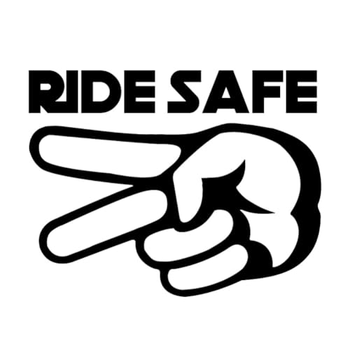 Image of 2PCS Ride Safe 2 Fingers Down Vinyl Decal 5.51 inchx4.31 inch for Motorcycles, Cars, Windows - Biker Respect Design, Waterproof & Durable Car Decal Sticker | #AZ79 (Black)
