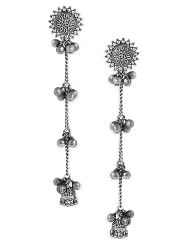 Image of Rubans Oxidised Dangle Earrings Boho Stylish Trendy Jewellery Gift for Women & Girls