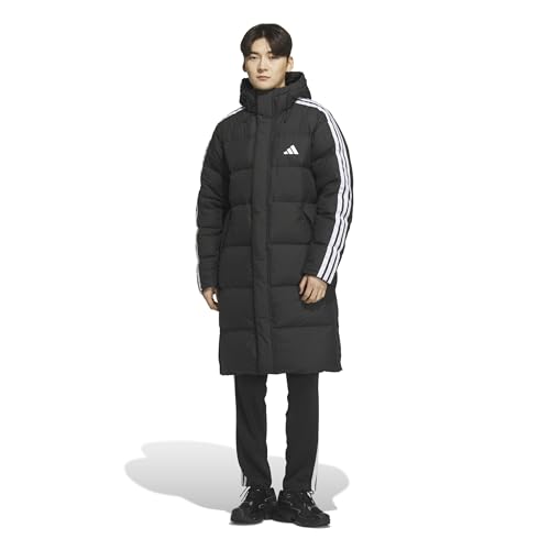 adidas フード付きロングダウンコート 黒 メンズ XL アディダス(adidas) ロングダウンコート メンズダウンコート