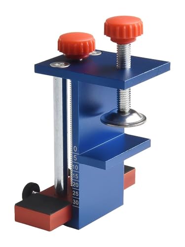 Positionneur d'installation de porte d'armoire en alliage d'aluminium - Gabarit de localisation de hauteur adaptable de 0 à 30 mm pour le travail du bois - Panneaux de 10 à 30 mm d'épaisseur - Bleu