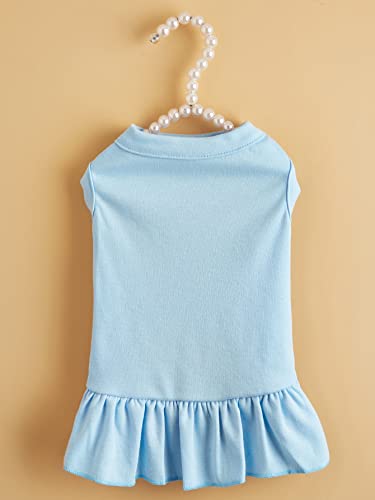 Qwinee Cute Cat Dress Ruffle Trim Dog Vest Dress Soft Warm Tutu Skirt Dog Wedding Party Birthday Dress For Small Medium Dogs Pupy Kitten Blue S #TOP3