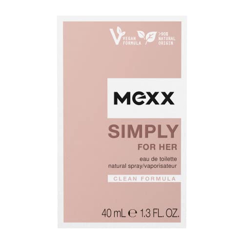 Mexx Simply for Her Eau de Toilette, frischer, blumig-eleganter Damenduft, natürliche, vegane Formel, Glasflakon, 40 ml