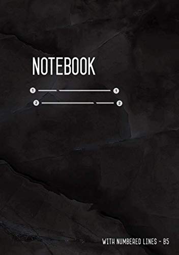 Notebook with Numbered Lines B5: Lined Journal Medium with Date and Numbered Lines | Marble Black Design